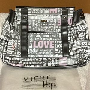 Miche prima purse shell, Hope. Gray and pink.